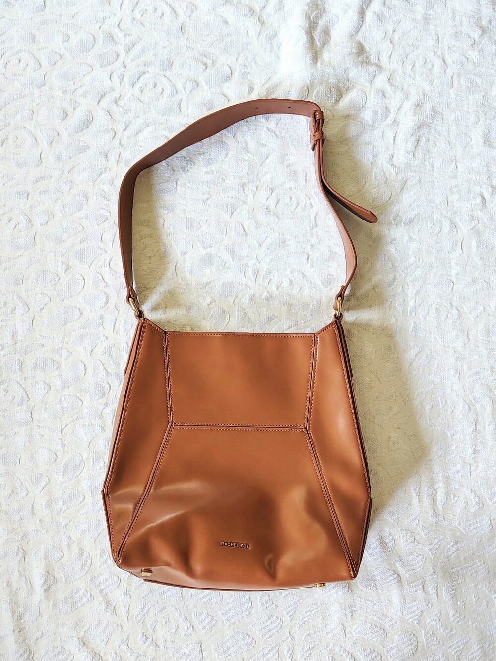 Rachel Zoe Structured Vegan Leather Shoulder Bag Camel Brown Tan